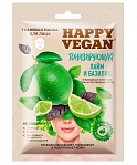 Fitocosmetic Happy Vegan auduma sejas maska, Laims un Baziliks, tonizējoša, 25ml